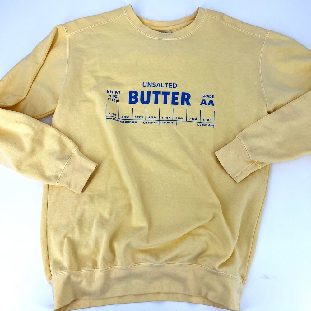 Comfort Colors "Unsalted Butter" Yellow Sweatshirt Cotton Blend Size M Preowned - Picture 2 of 7